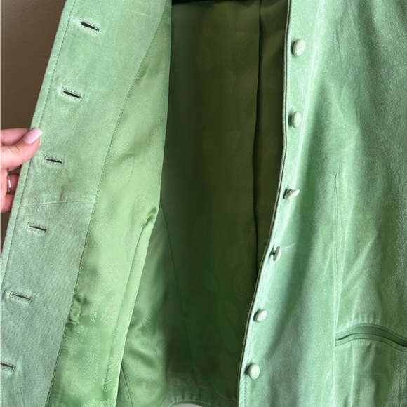 Charter Club Green Leather Button Down Jacket - Picture 4 of 4